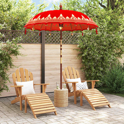 Balinese Parasol Red 180-190 Cotton and solid wood Ø 180-190 cm with natural base