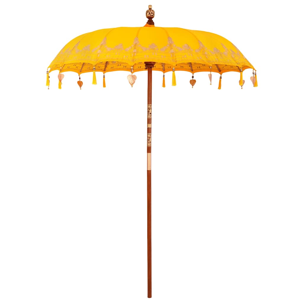 Balinese Parasol with Base Yellow 185 x 185 x 260 cm Ø 180-190 cm with natural base