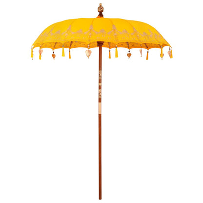 Balinese Parasol with Base Yellow 185 x 185 x 260 cm Ø 180-190 cm with natural base