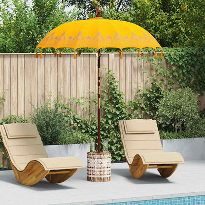 Balinese Parasol with Base Yellow 185 x 185 x 260 cm Ø 180-190 cm with white washed base