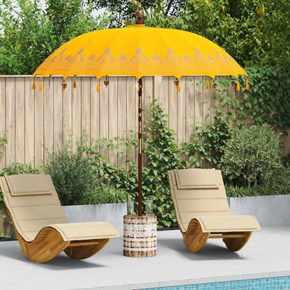 Balinese Parasol with Base Yellow 185 x 185 x 260 cm Ø 210-220 cm with white washed base