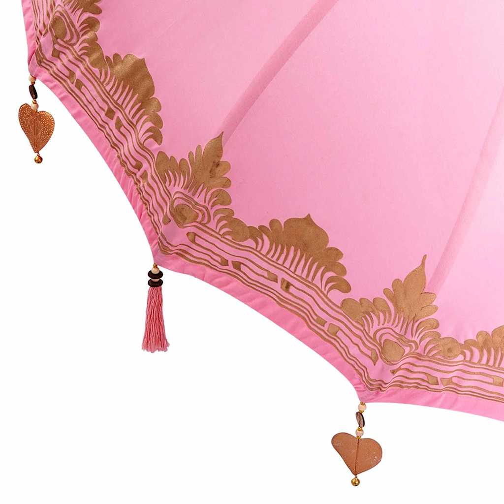 Balinese Parasol with Base Pink Ø 180-190 cm with natural base