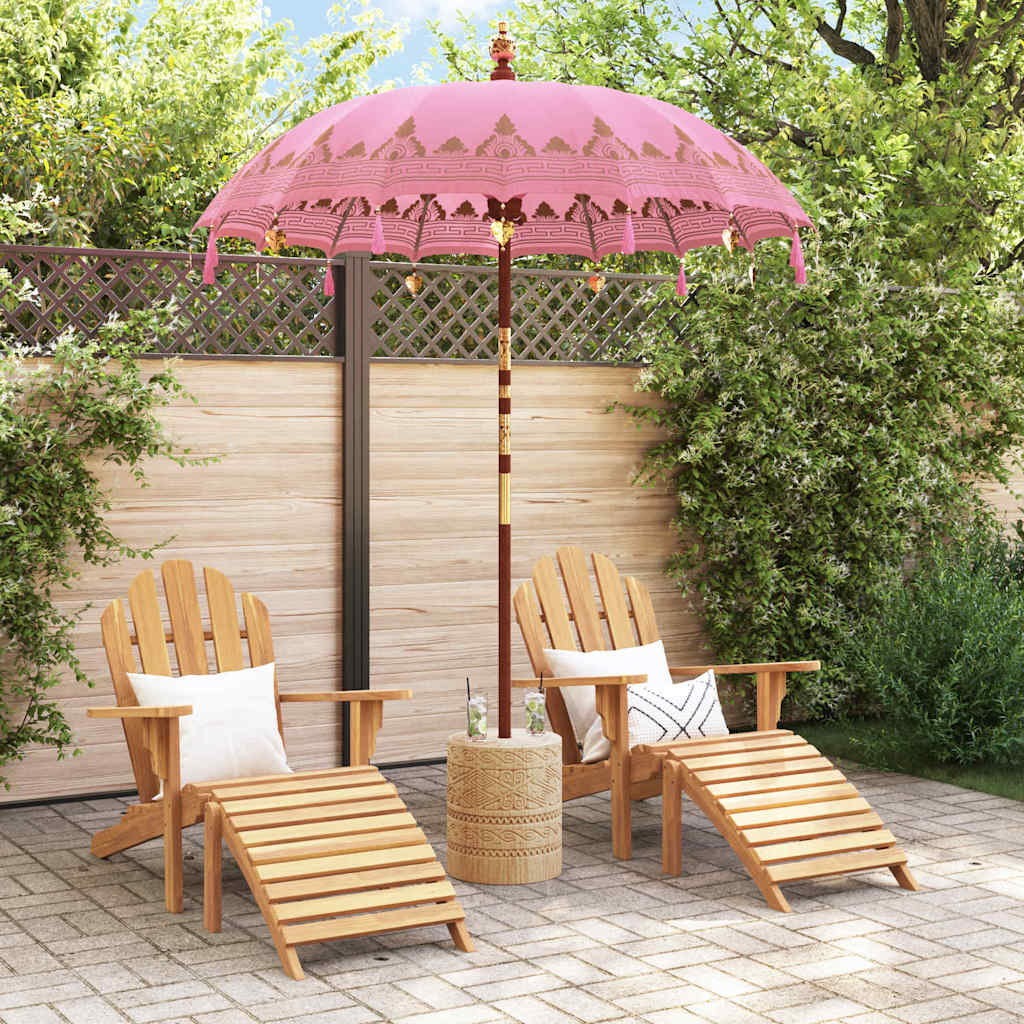 Balinese Parasol with Base Pink Ø 180-190 cm with natural base