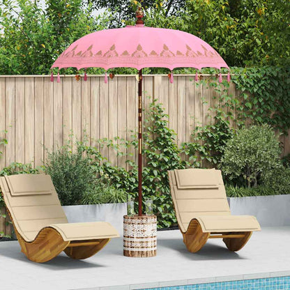 Balinese Parasol with Base Pink Ø 180-190 cm with white washed base
