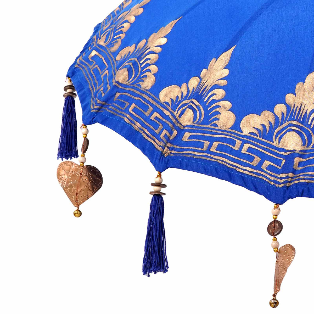 Balinese Parasol with Base Blue 95 x 95 x 260 cm with natural base