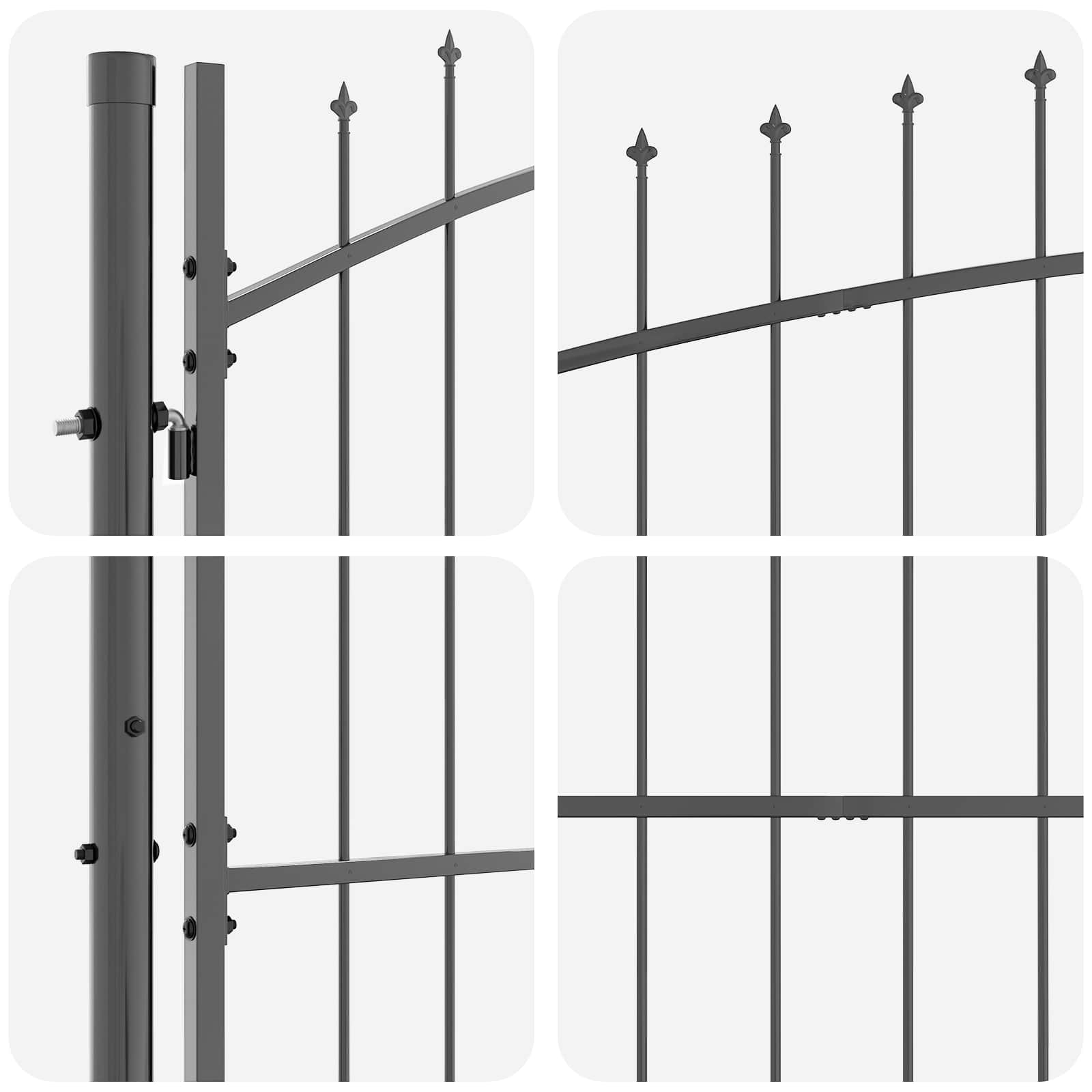 vidaXL Garden Gate WOERDEN 195 x 500 cm Steel Grey Lockable 5