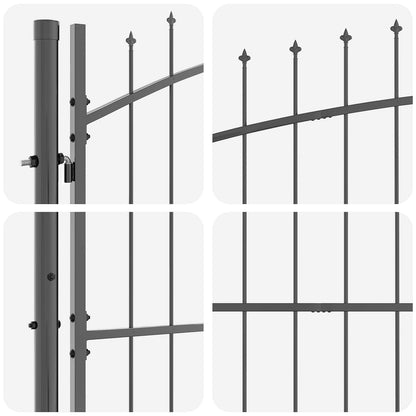 vidaXL Garden Gate WOERDEN 195 x 500 cm Steel Grey Lockable 5