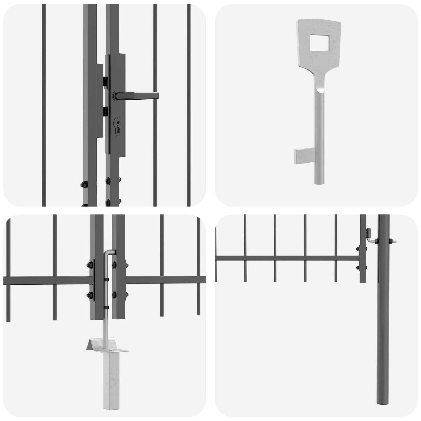 vidaXL Garden Gate WOERDEN 195 x 500 cm Steel Grey Lockable 6