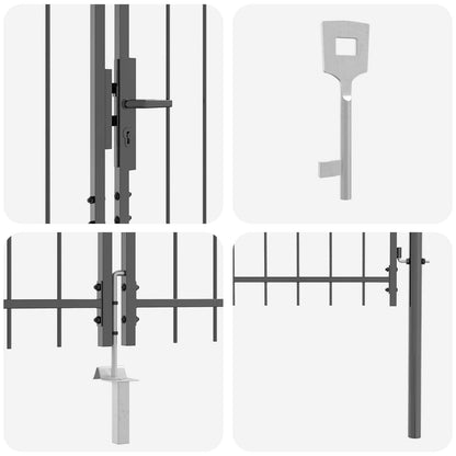 vidaXL Garden Gate WOERDEN 195 x 500 cm Steel Grey Lockable 6