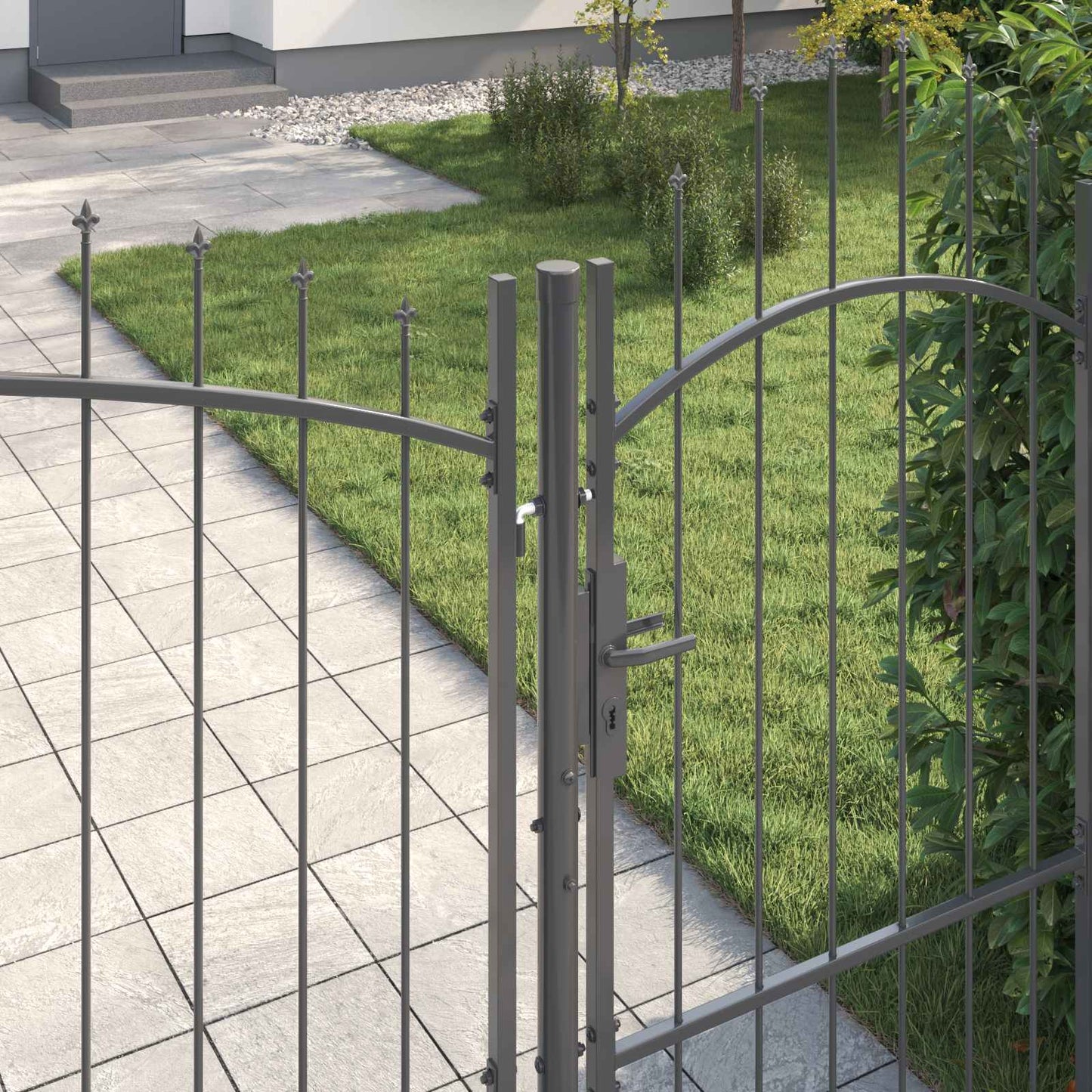 vidaXL Garden Gate WOERDEN 195 x 500 cm Steel Grey Lockable 4