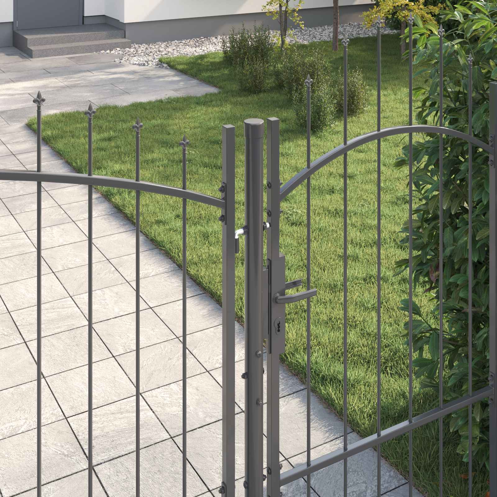 vidaXL Garden Gate WOERDEN 195 x 500 cm Steel Grey Lockable 4