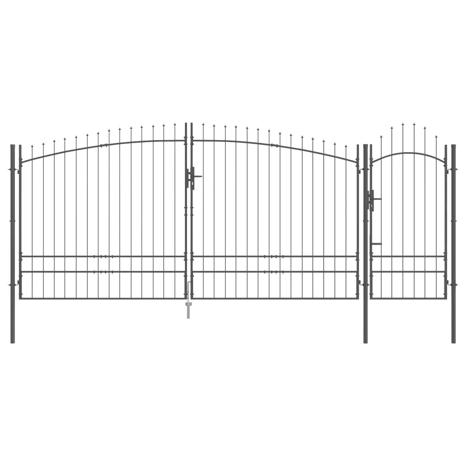 vidaXL Garden Gate WOERDEN 195 x 500 cm Steel Grey Lockable 2