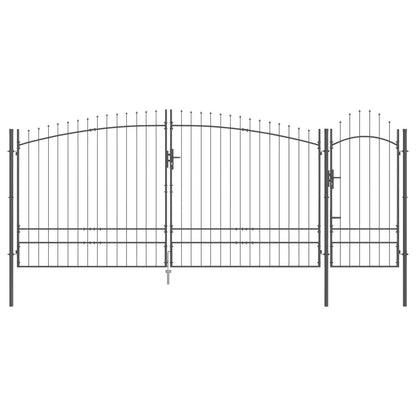 vidaXL Garden Gate WOERDEN 195 x 500 cm Steel Grey Lockable 2