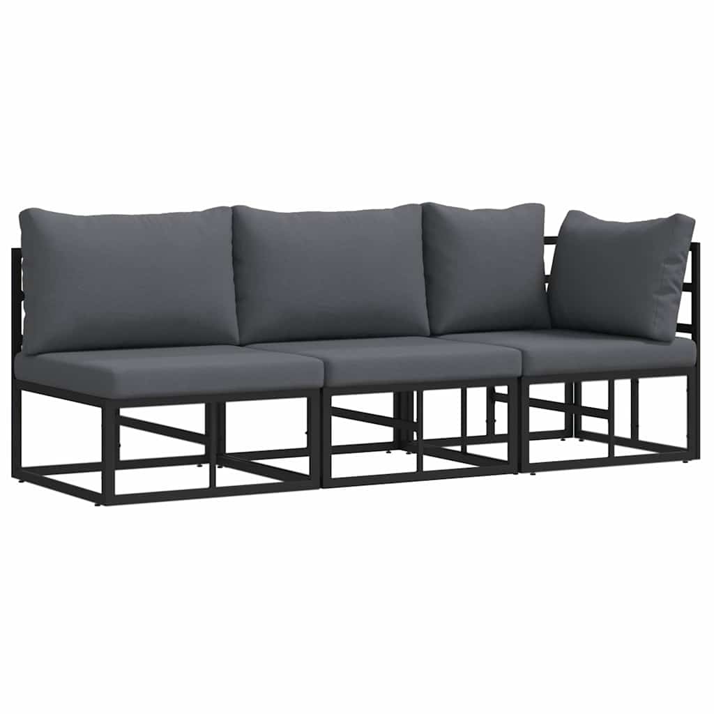 2 pcs Outdoor Furniture Metal Black and Anthracite 2x middle +corner