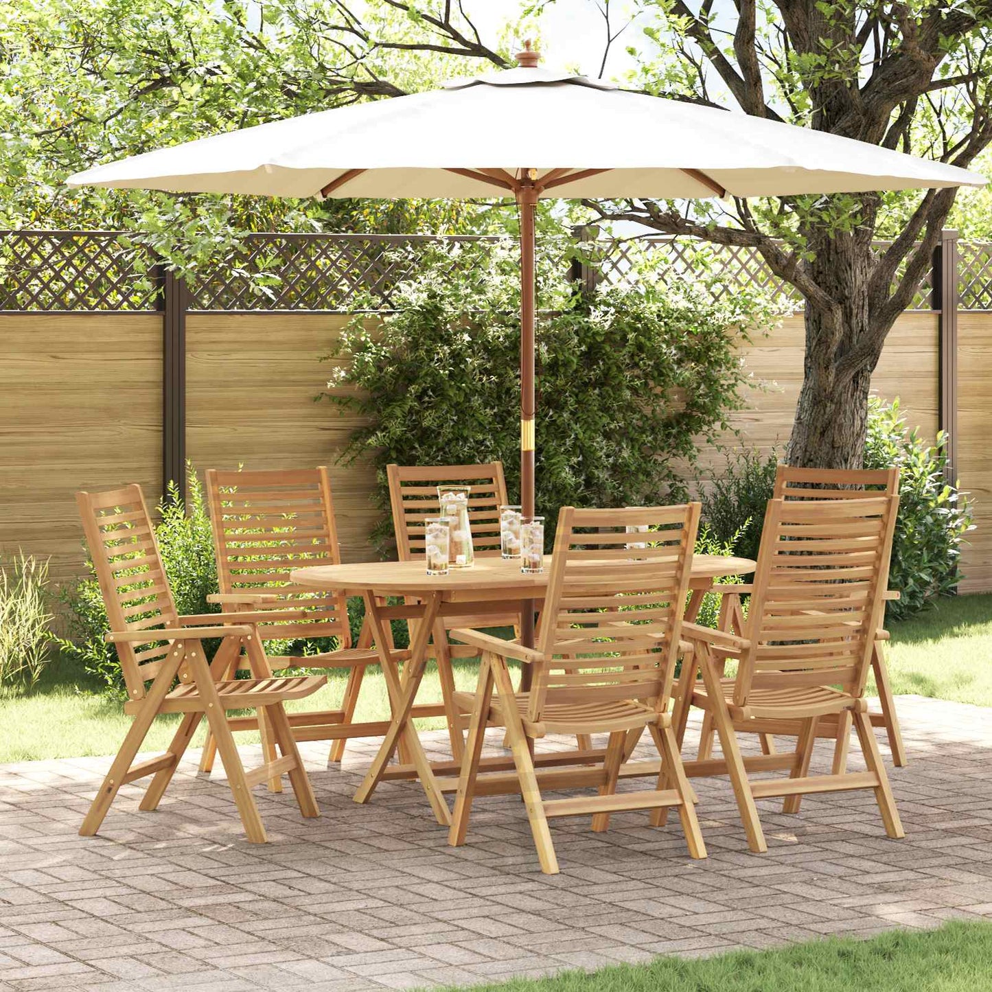 vidaXL Garden Dining Set 7 pcs Brown Solid Teak Wood 1