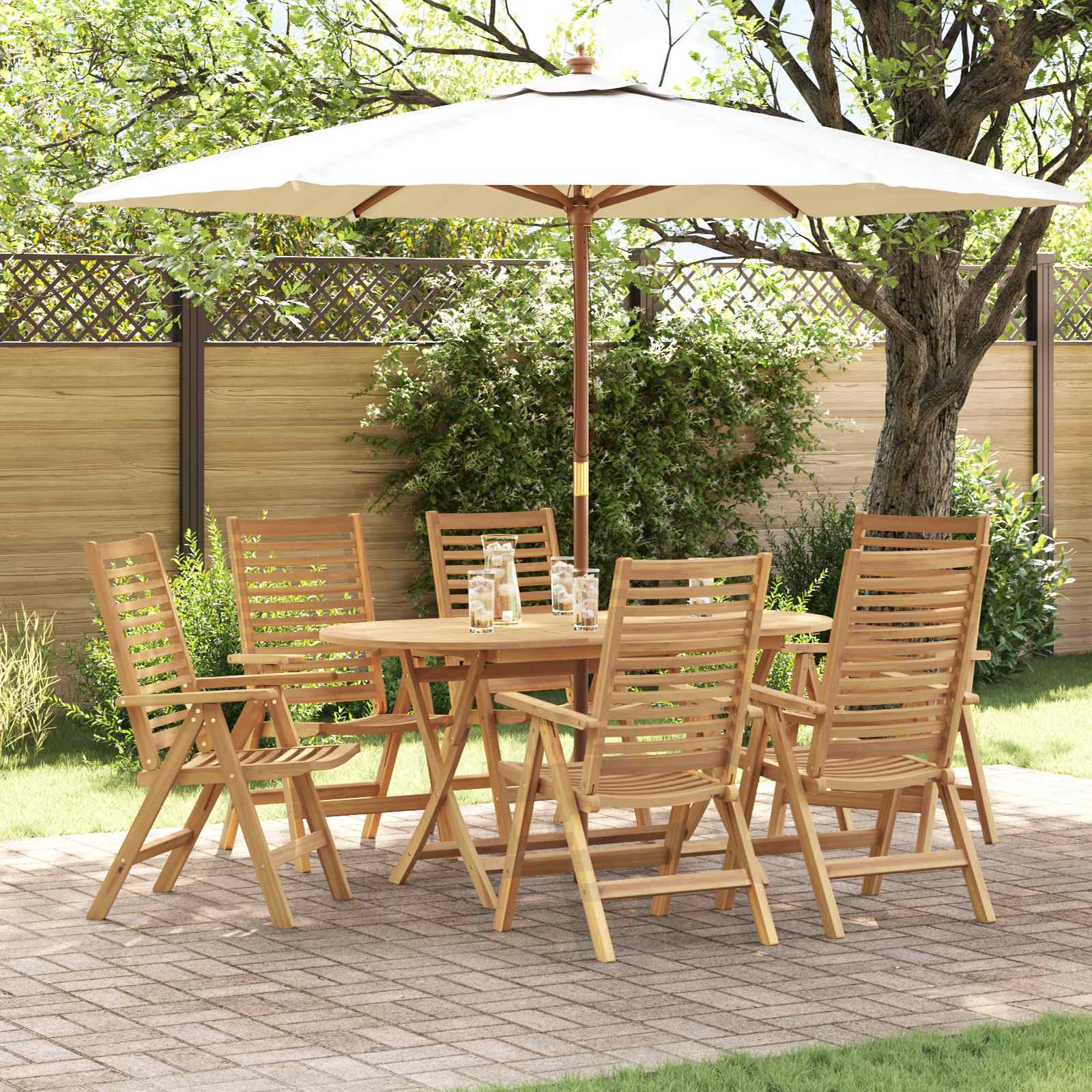 vidaXL Garden Dining Set 7 pcs Brown Solid Teak Wood 1