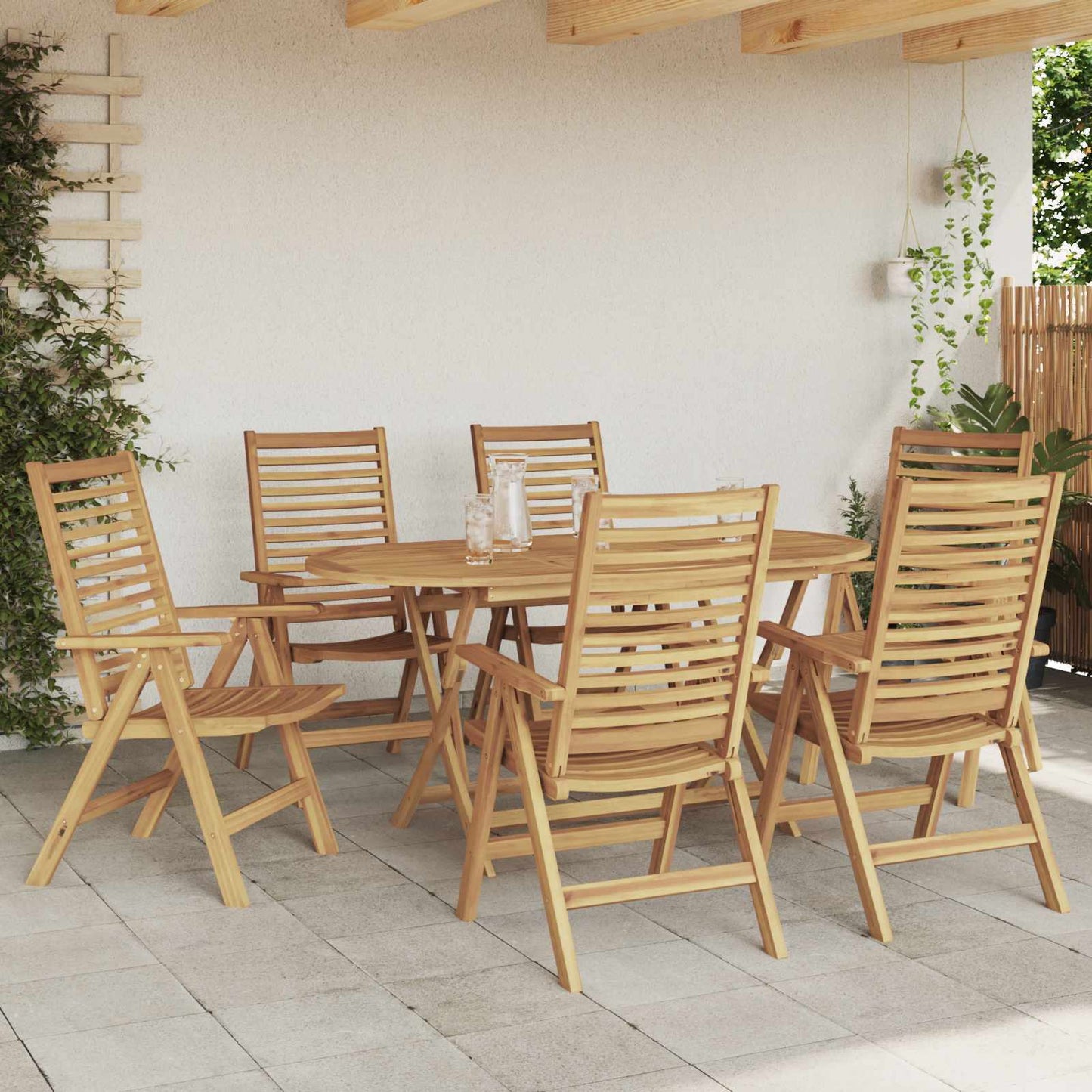 vidaXL Garden Dining Set 7 pcs Brown Solid Teak Wood 4