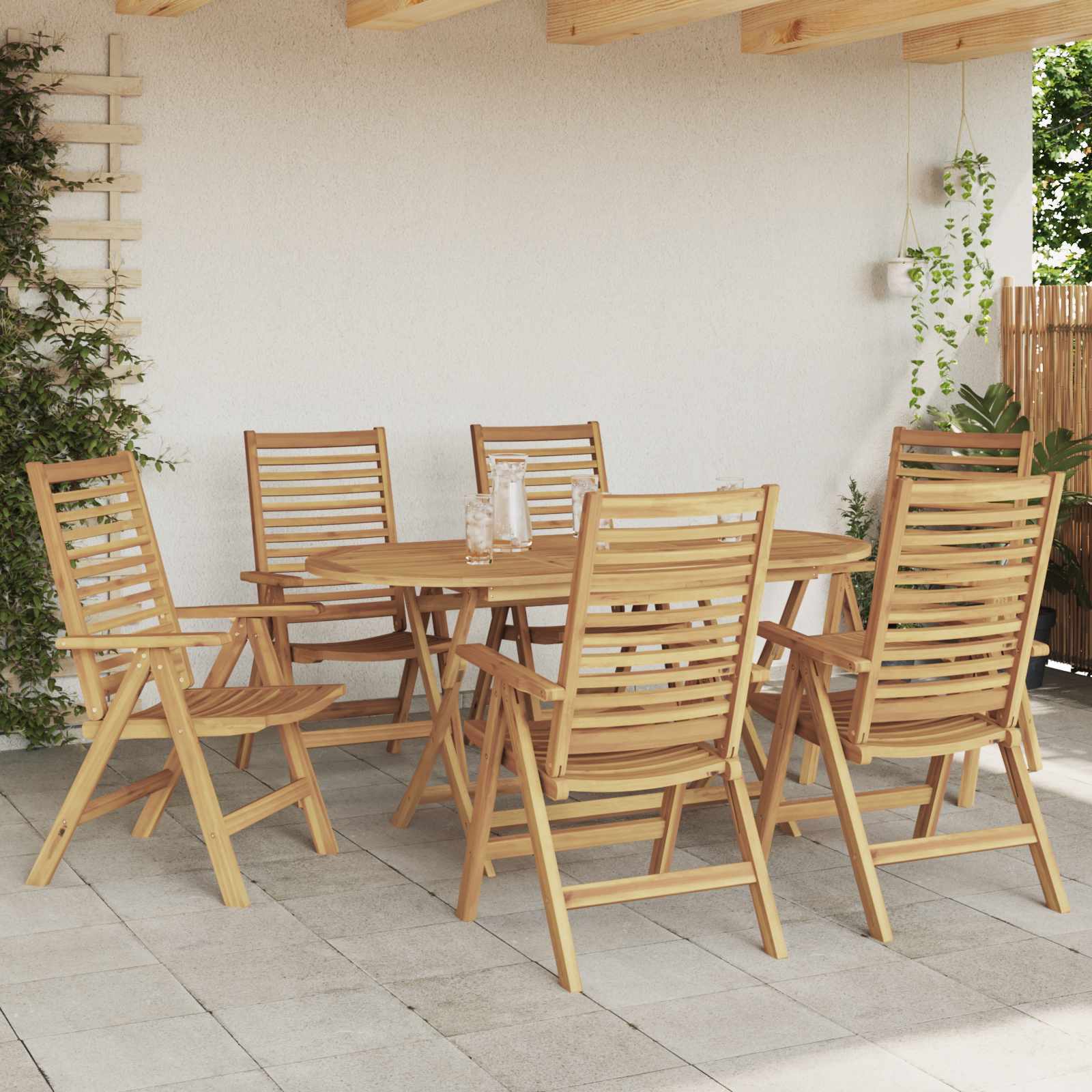 vidaXL Garden Dining Set 7 pcs Brown Solid Teak Wood 4