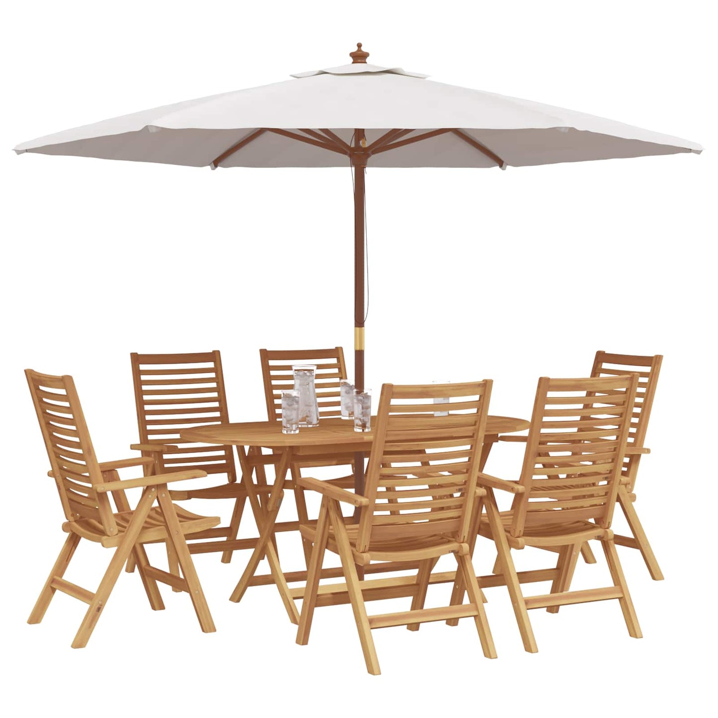 vidaXL Garden Dining Set 7 pcs Brown Solid Teak Wood 3