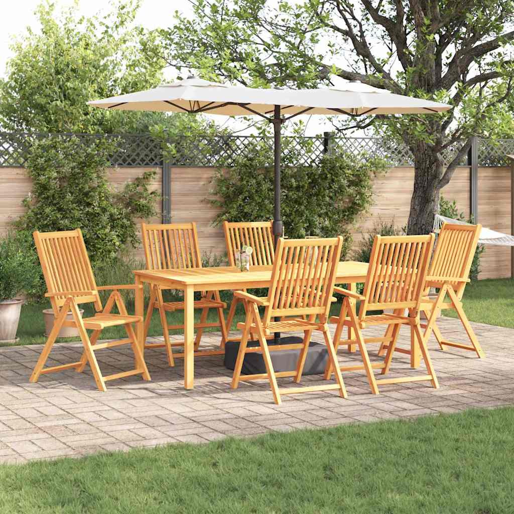 7-Piece Garden Dining Set Natural Solid Acacia Wood without cushion 6