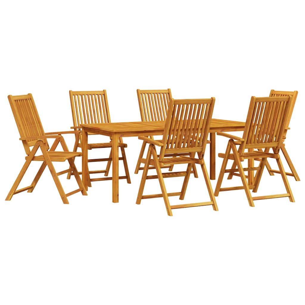 7-Piece Garden Dining Set Natural Solid Acacia Wood without cushion 6