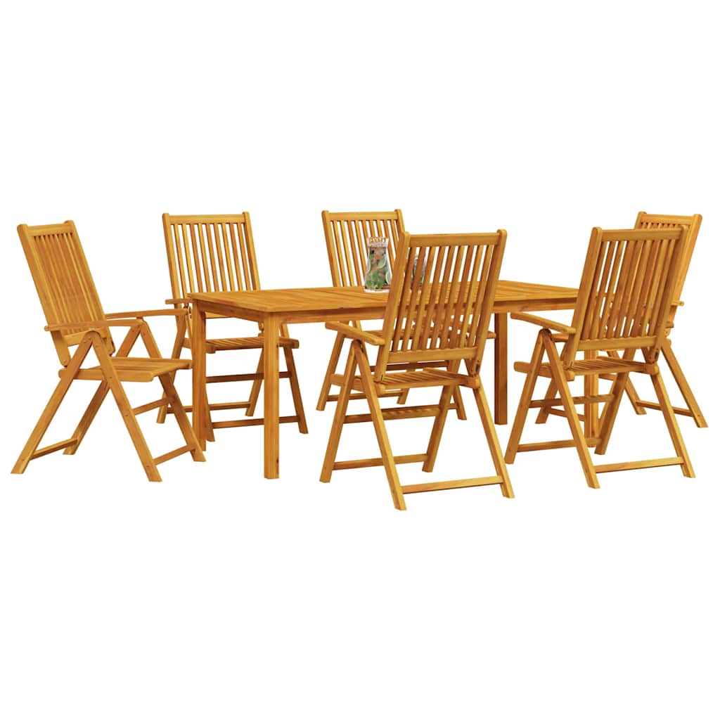 7-Piece Garden Dining Set Natural Solid Acacia Wood without cushion 6