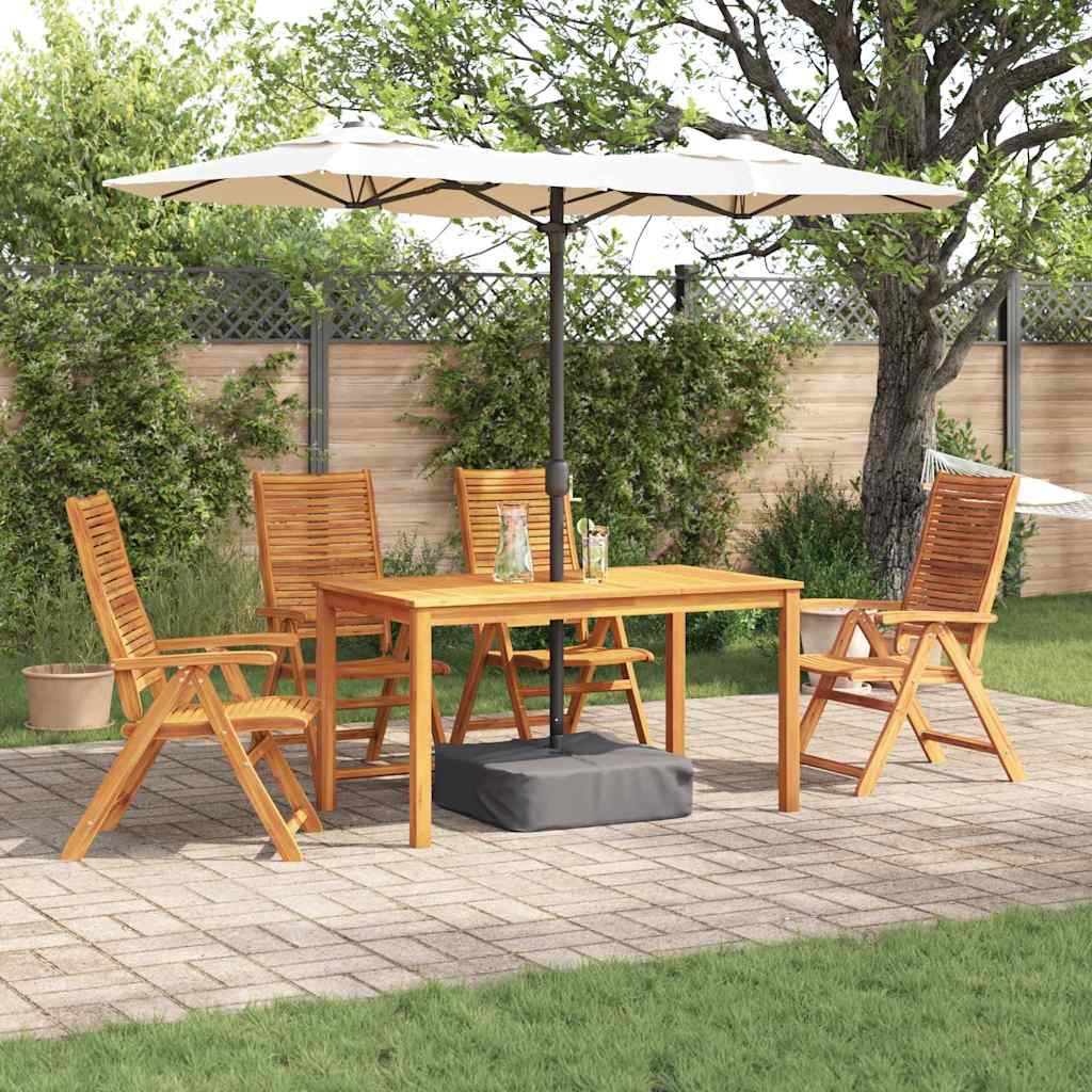 Garden Dining Set 5 pcs Brown Solid Acacia Wood 140 cm table length 4-seater