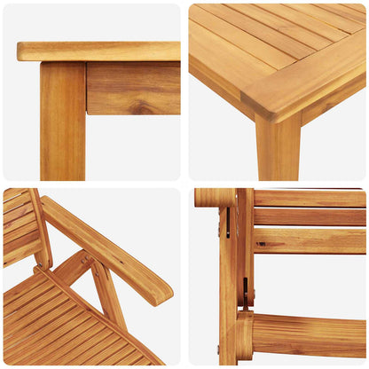 vidaXL Garden Dining Set 7 pcs Brown Solid Acacia Wood 4