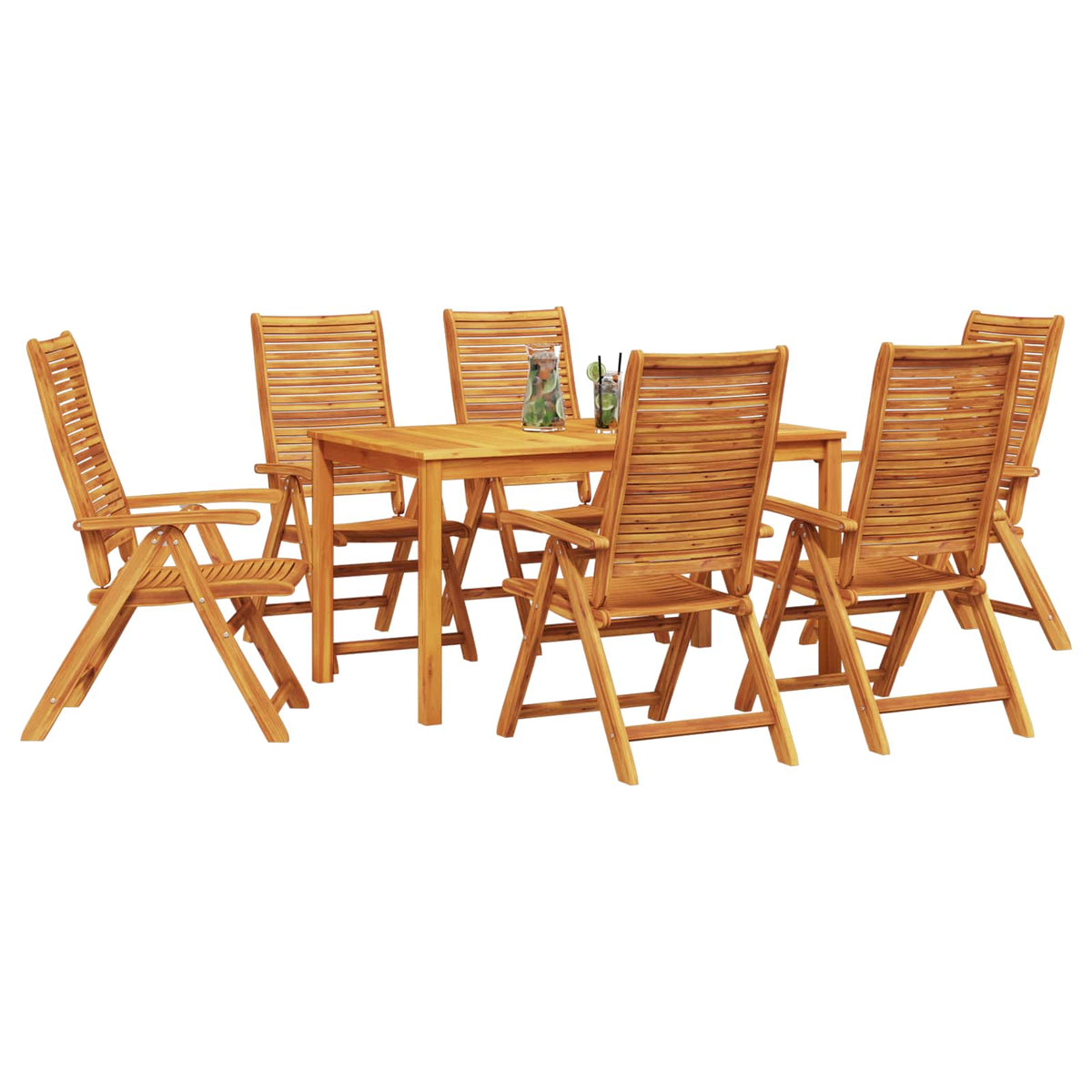 Garden Dining Set 5 pcs Brown Solid Acacia Wood 140 cm table length 6-seater