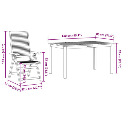 vidaXL Garden Dining Set 7 pcs Brown Solid Acacia Wood 6