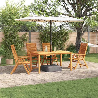 Garden Dining Set 5 pcs Brown Solid Acacia Wood 150 cm table length 4-seater