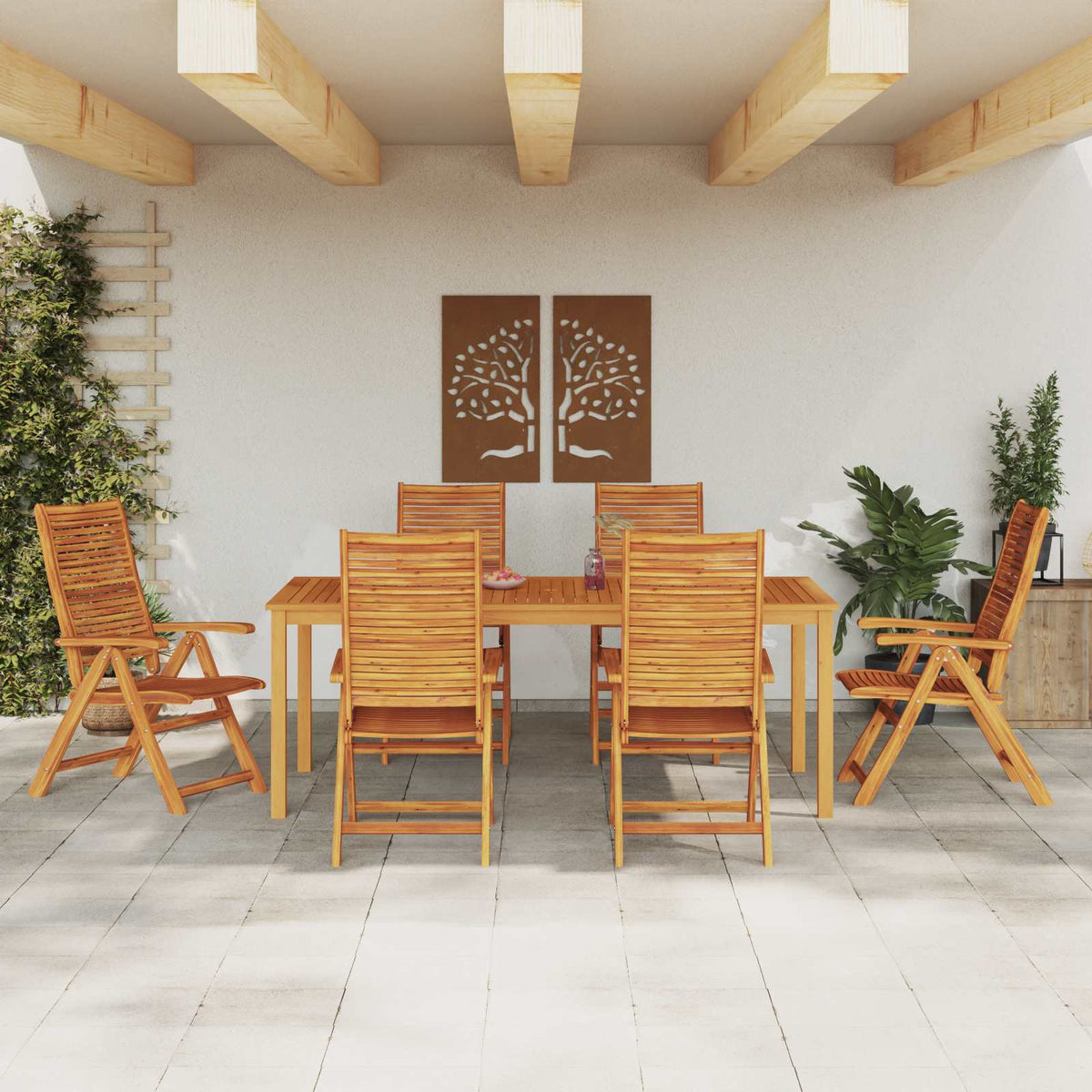 vidaXL Garden Dining Set 7 pcs Brown Solid Acacia Wood 4