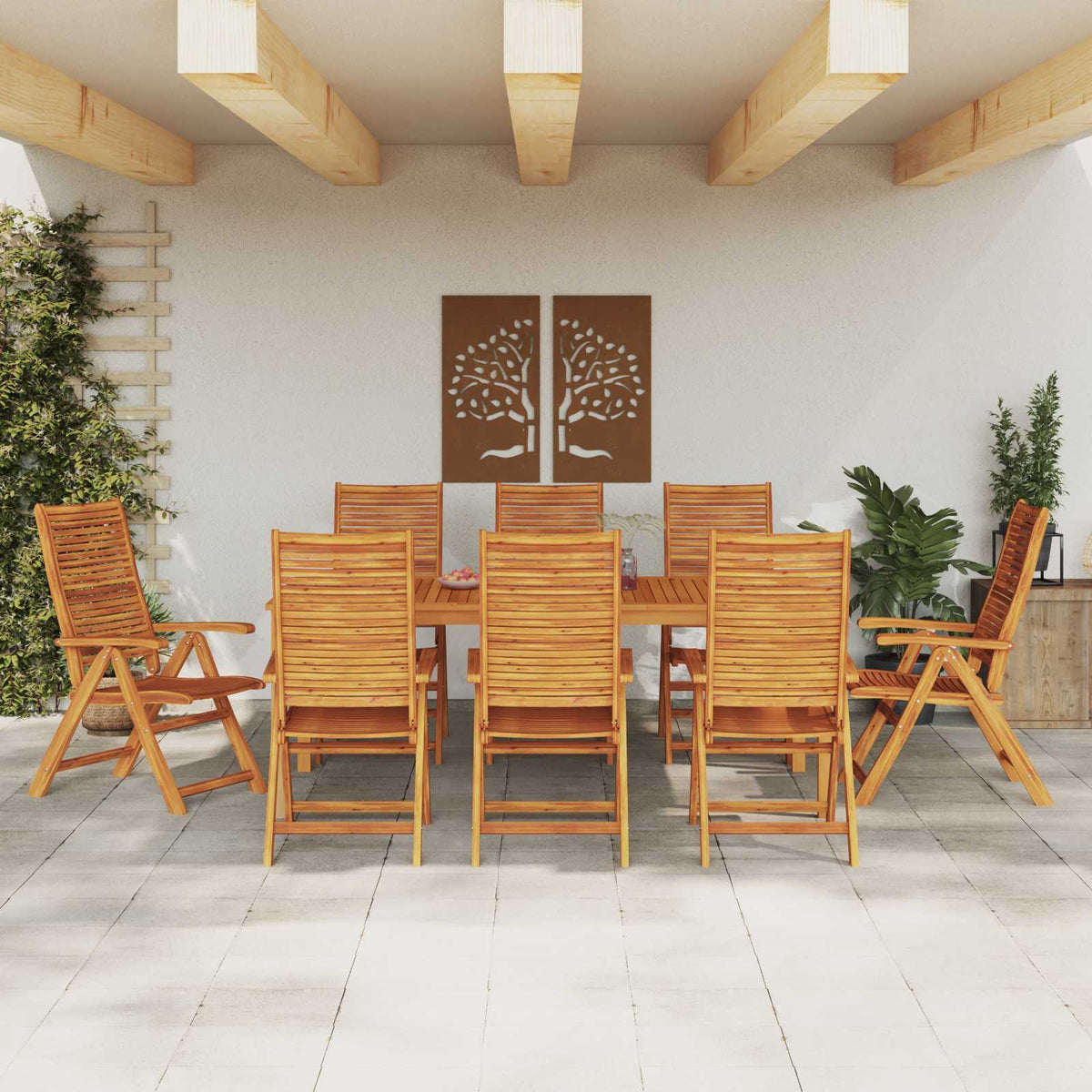 vidaXL Garden Dining Set 9 pcs Brown Solid Acacia Wood 4
