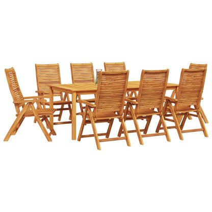 Garden Dining Set 5 pcs Brown Solid Acacia Wood 200 cm table length 8-seater