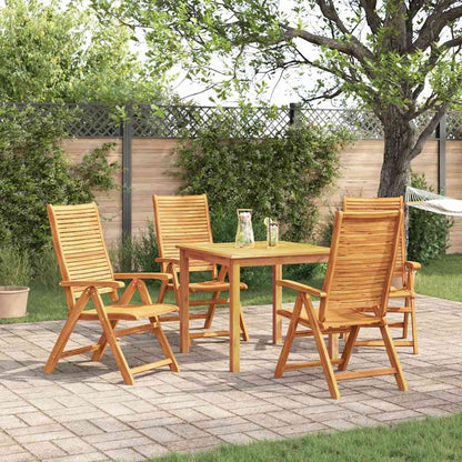 Garden Dining Set 5 pcs Brown Solid Acacia Wood 85 cm table length 4-seater