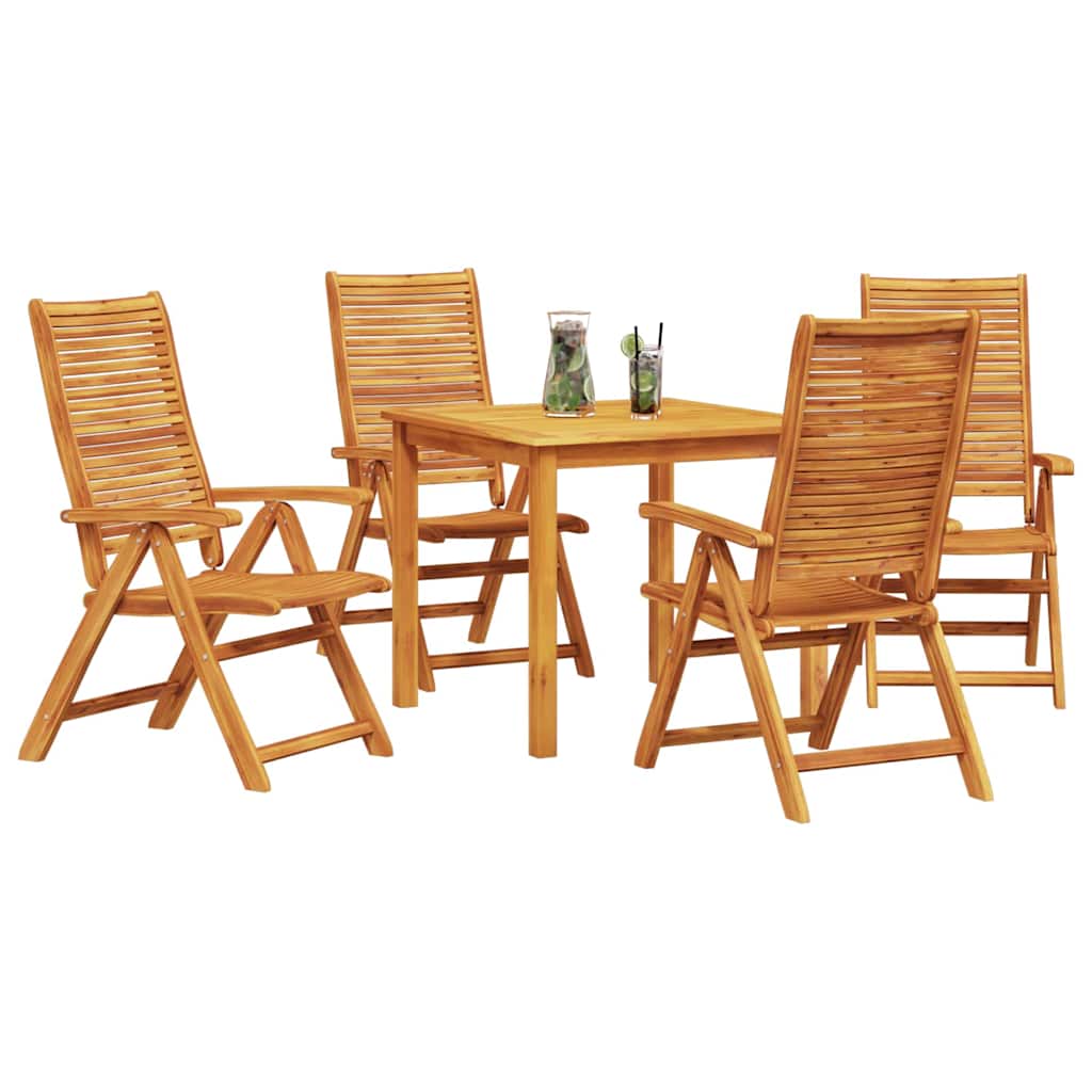 Garden Dining Set 5 pcs Brown Solid Acacia Wood 85 cm table length 4-seater
