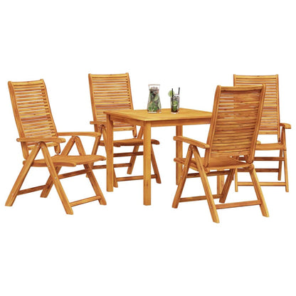 Garden Dining Set 5 pcs Brown Solid Acacia Wood 85 cm table length 4-seater