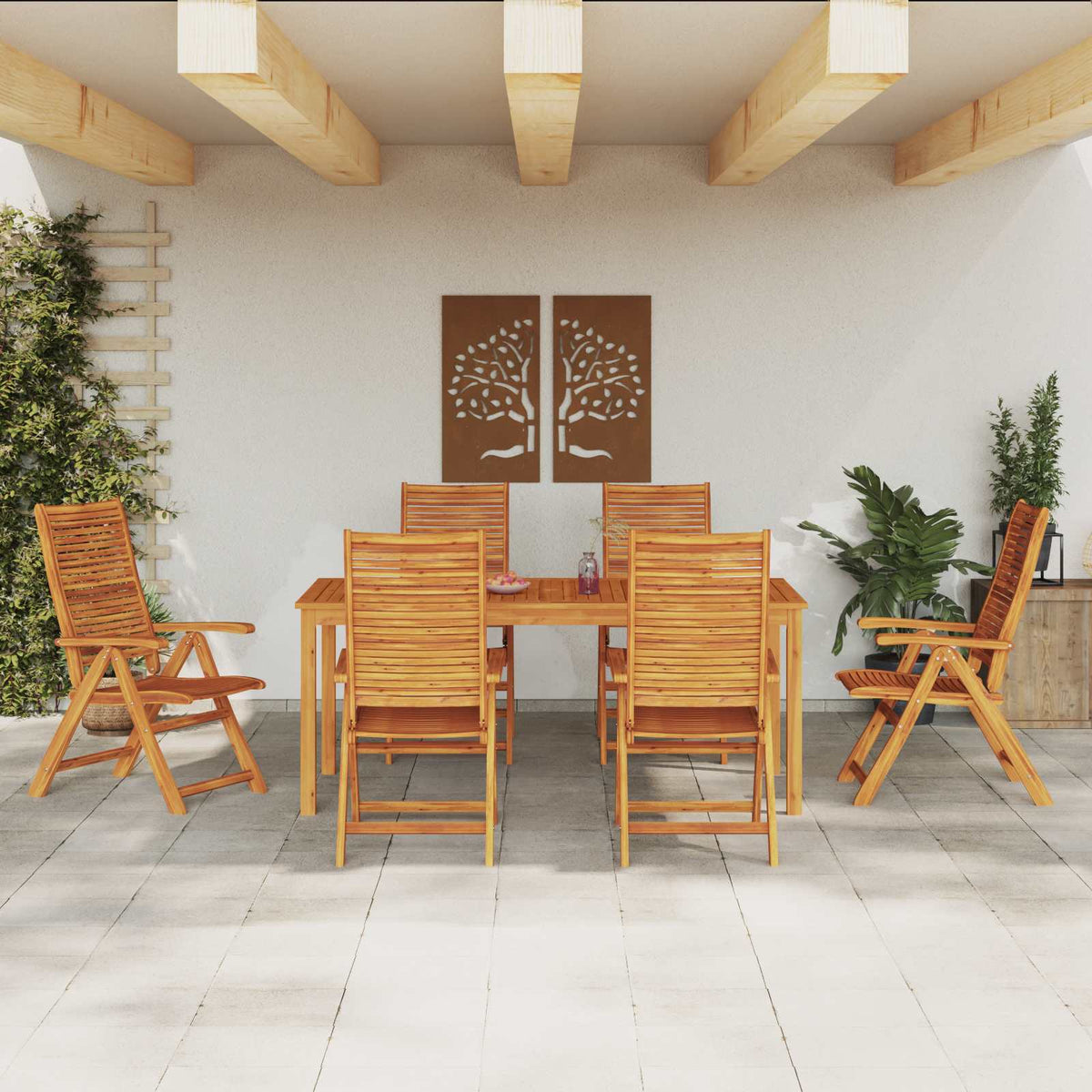 vidaXL Garden Dining Set 7 pcs Brown Solid Acacia Wood 4