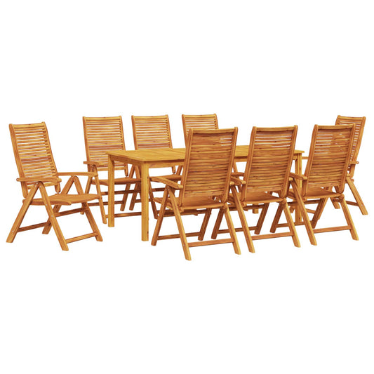 vidaXL Garden Dining Set 9 pcs Brown Solid Acacia Wood 2