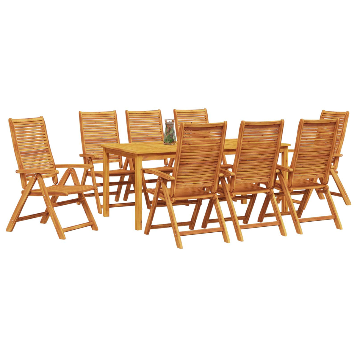 vidaXL Garden Dining Set 9 pcs Brown Solid Acacia Wood 3