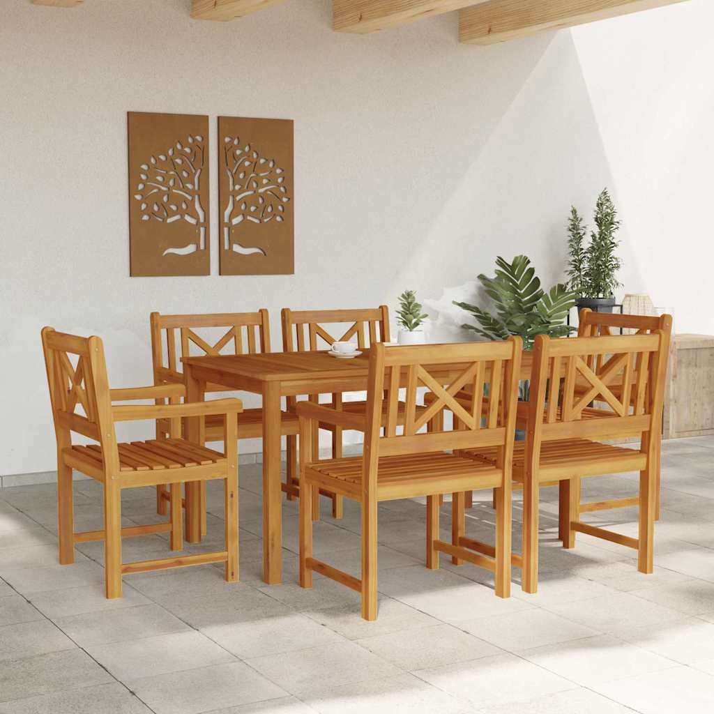 vidaXL Garden Dining Set 7 pcs Brown Solid Acacia Wood 4