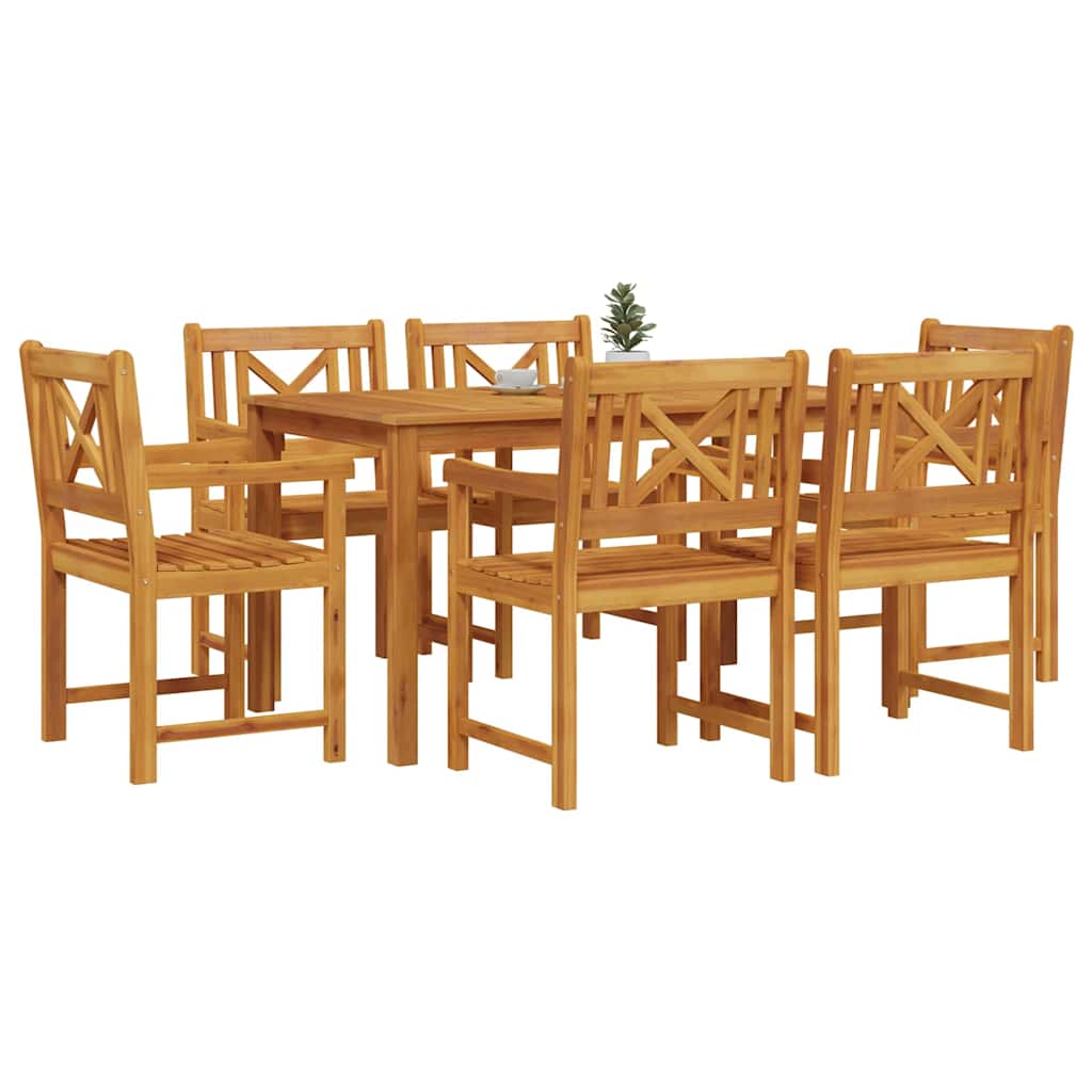 vidaXL Garden Dining Set 7 pcs Brown Solid Acacia Wood 3