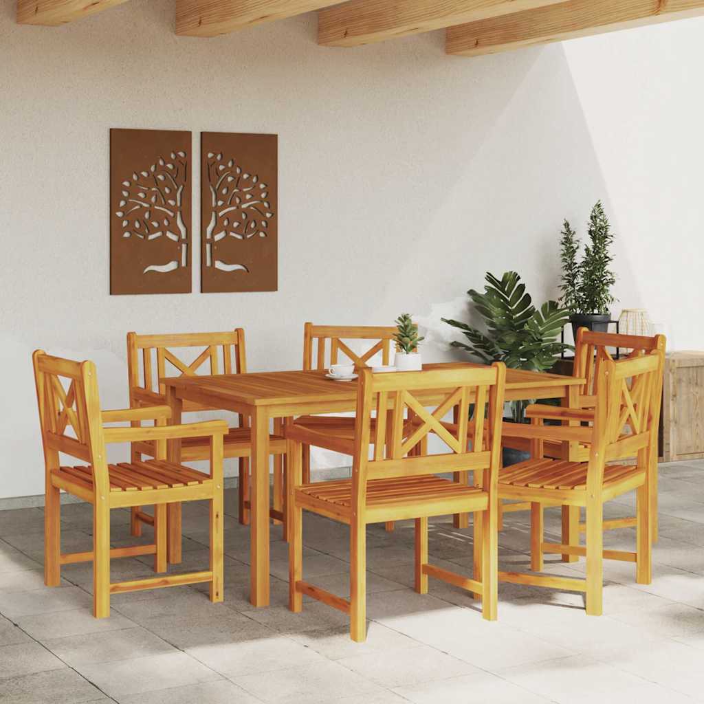 vidaXL Garden Dining Set 7 pcs Brown Solid Acacia Wood 4