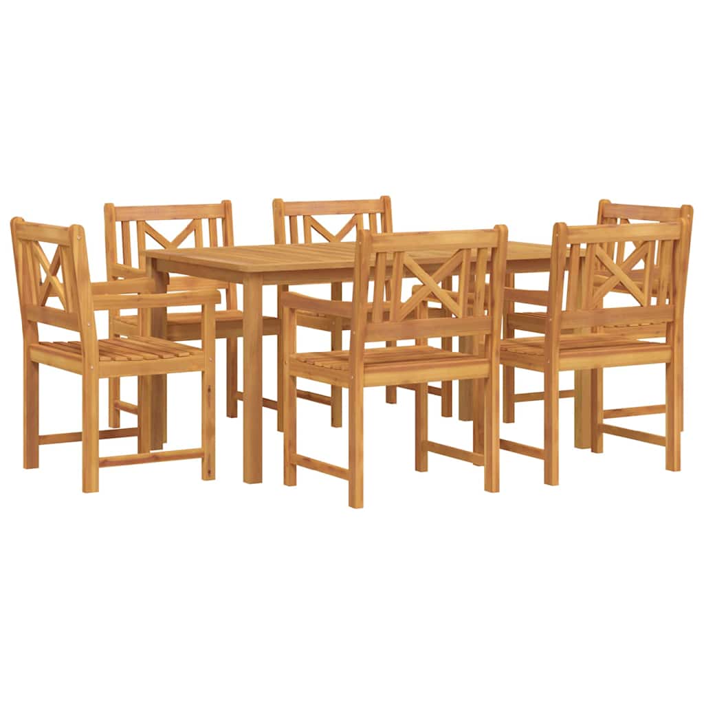vidaXL Garden Dining Set 7 pcs Brown Solid Acacia Wood 2