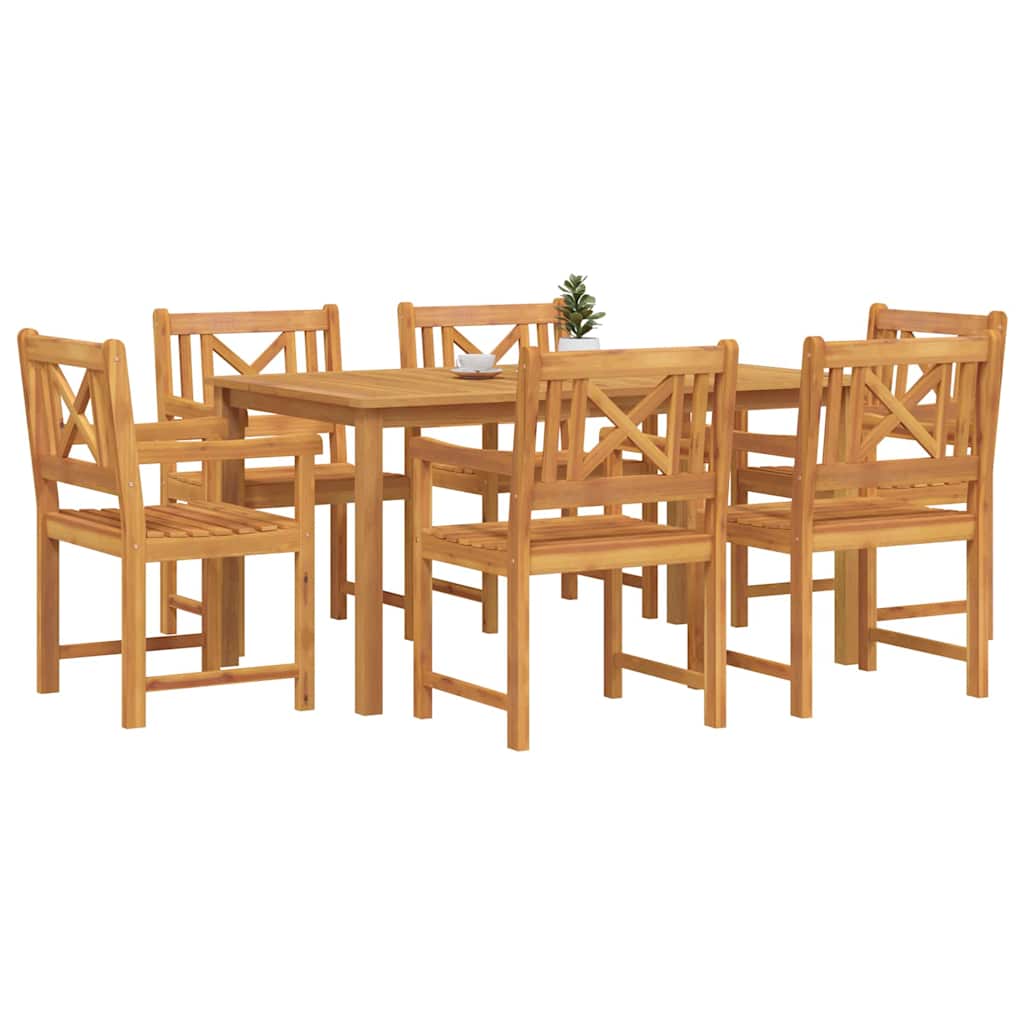 vidaXL Garden Dining Set 7 pcs Brown Solid Acacia Wood 3