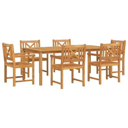 Garden Dining Set 7 pcs 6-Seaters Brown Solid Acacia Wood 200 cm table length 6-Seater