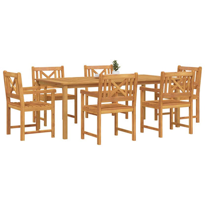 Garden Dining Set 7 pcs 6-Seaters Brown Solid Acacia Wood 200 cm table length 6-Seater