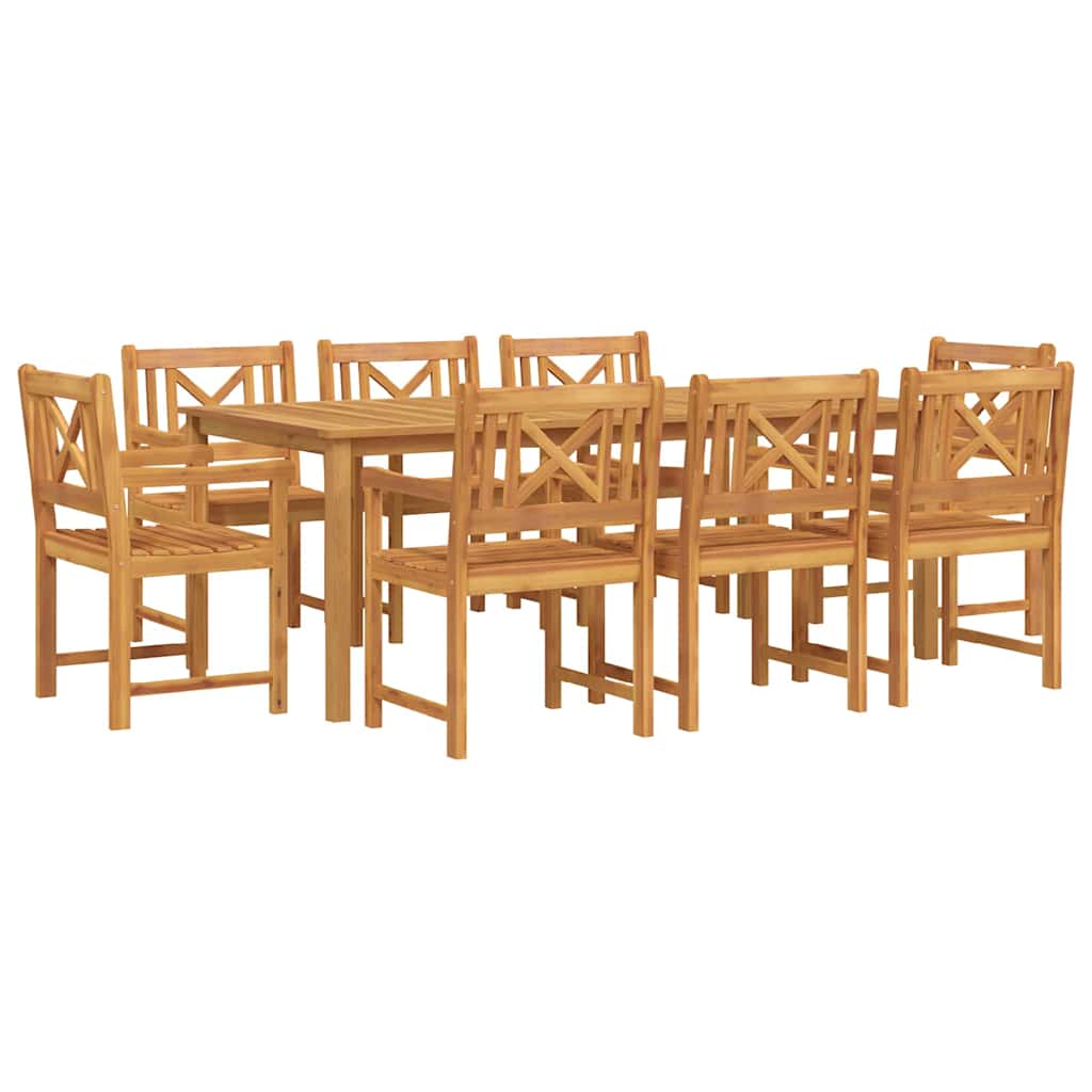 vidaXL Garden Dining Set 9 pcs Brown Solid Acacia Wood 2
