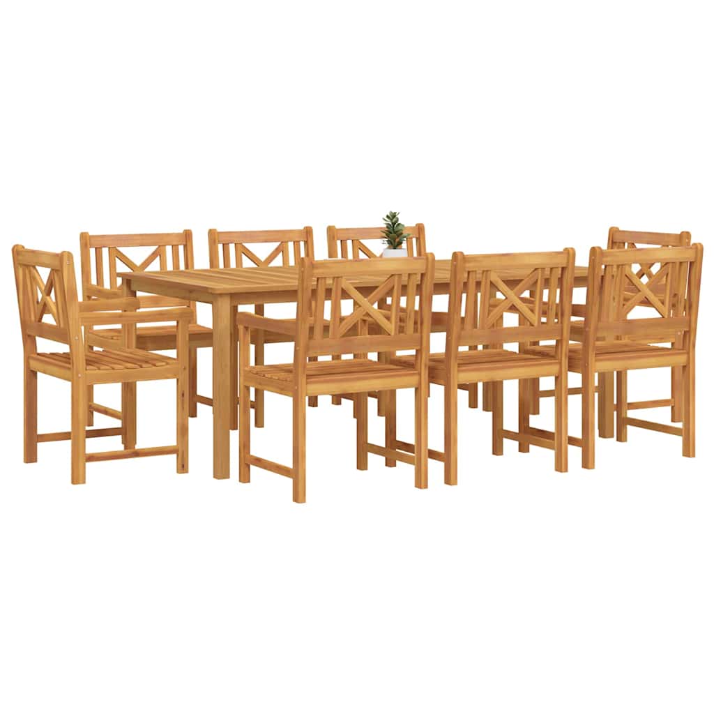 vidaXL Garden Dining Set 9 pcs Brown Solid Acacia Wood 3