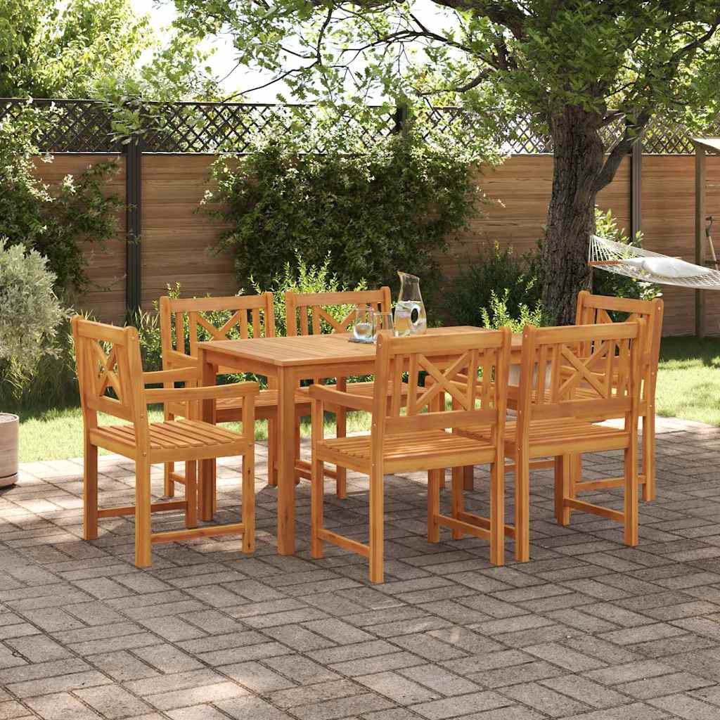 vidaXL Garden Dining Set 7 pcs Brown Solid Acacia Wood 1